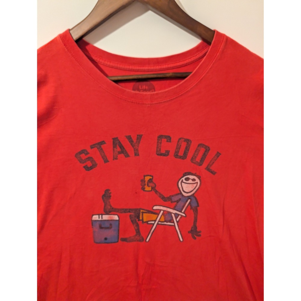 Life is Good Crusher Tee Mens XXL Red Excellent Stay Cool Jake Graphic T-Shirt